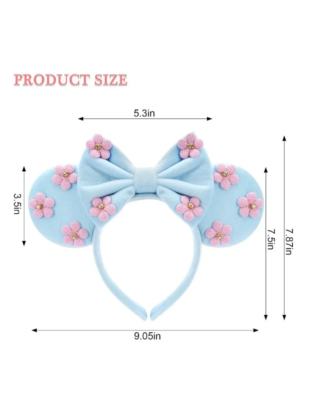 Women Blue Flower Seaman Sequin Bow Mickey Mouse Hair Headband for Cosplay